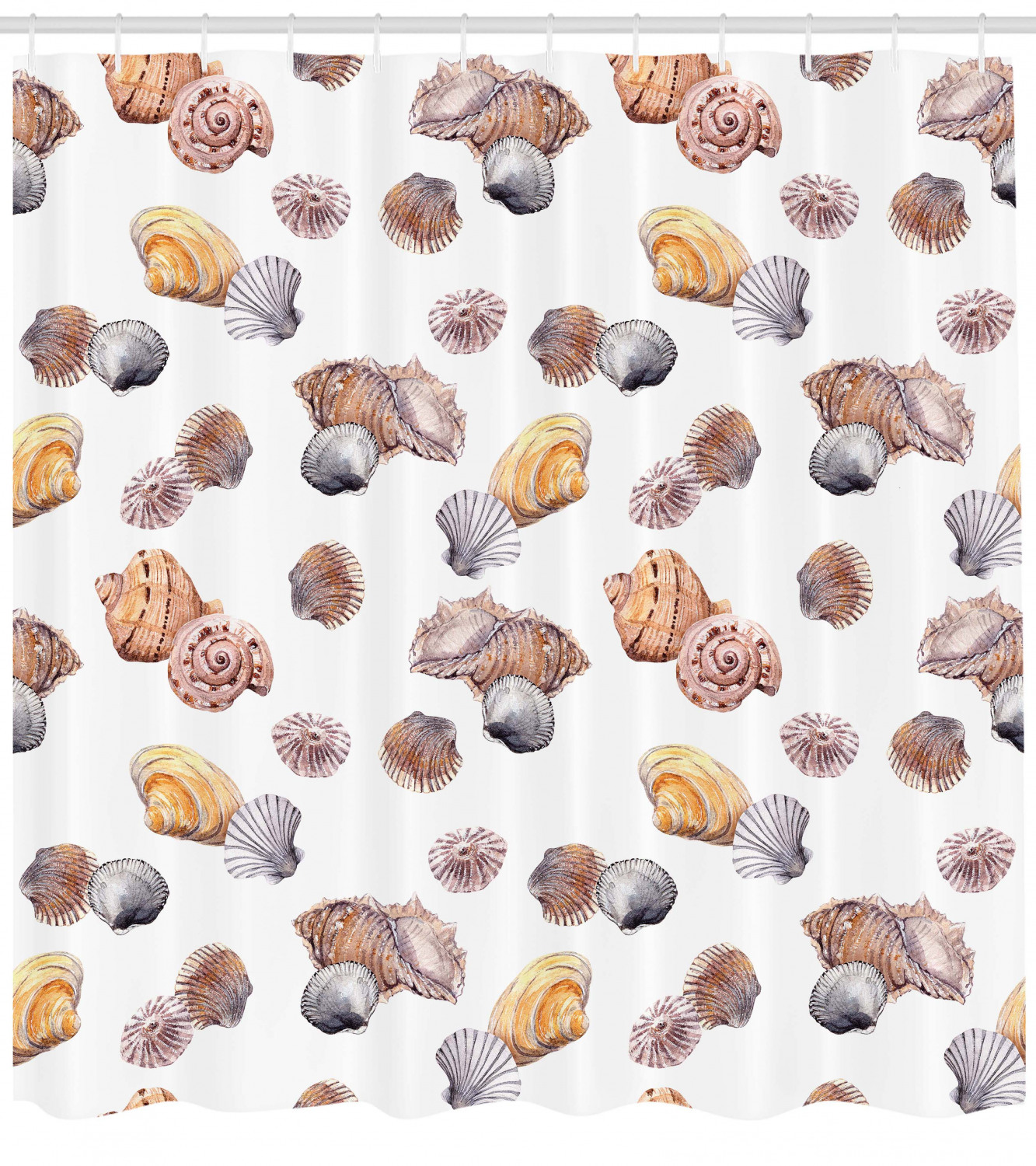 Mediterranean Seashore Design Shower Curtain Fabric for Sea-Inspired Bathroom Decor