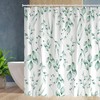 Mediterranean Tree Green Leaf Shower Curtain With Watercolor Olive Branch Print, Waterproof Fabric Bathroom Decor
