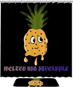 Melted Pineapple Printed Bathroom Tub Set With Waterproof Fabric Shower Curtain