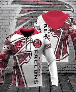 Men And Women Zip Up Hoodie With Atlanta Falcons Nfl 3D All Over Print In Red And White