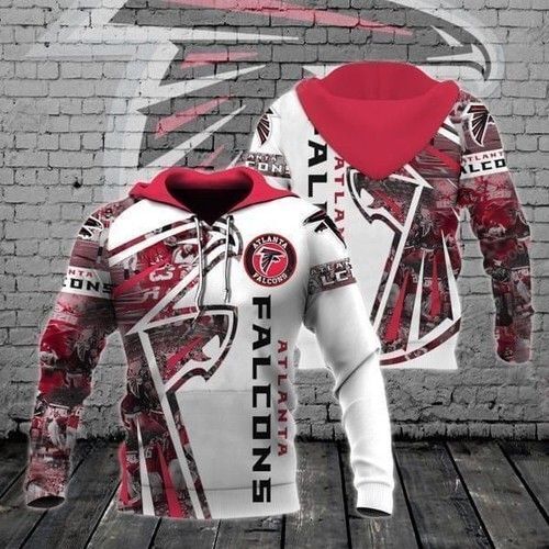 Men And Women Zip Up Hoodie With Atlanta Falcons Nfl 3D All Over Print In Red And White