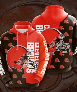 Men Cleveland Browns 3D Big Logo Hoodie, Eye-Catching Gifts For Fans
