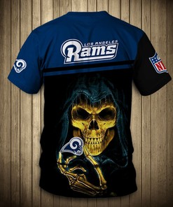 Men Los Angeles Rams 3D Hand Skull Tee Shirt, Unique Gifts For Fans