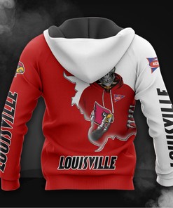 Men Louisville Cardinals 3D Zip Hoodie Long Sleeve Zip Hoodie For Fan, Perfect For Game Day