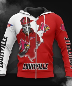 Men Louisville Cardinals 3D Zip Hoodie Long Sleeve Zip Hoodie For Fan, Perfect For Game Day