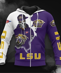 Men Lsu Tigers 3D Zip Hoodie Long Sleeve Zip Hoodie For Fan, Perfect For Game Day