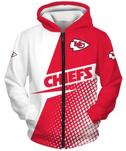 Men'S All Over Print Kansas City Chiefs Long Sleeve Zip Hoodie For Fans