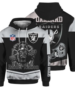 Men'S Cute All Over Print Las Vegas Raiders Zip Hoodie For Fans