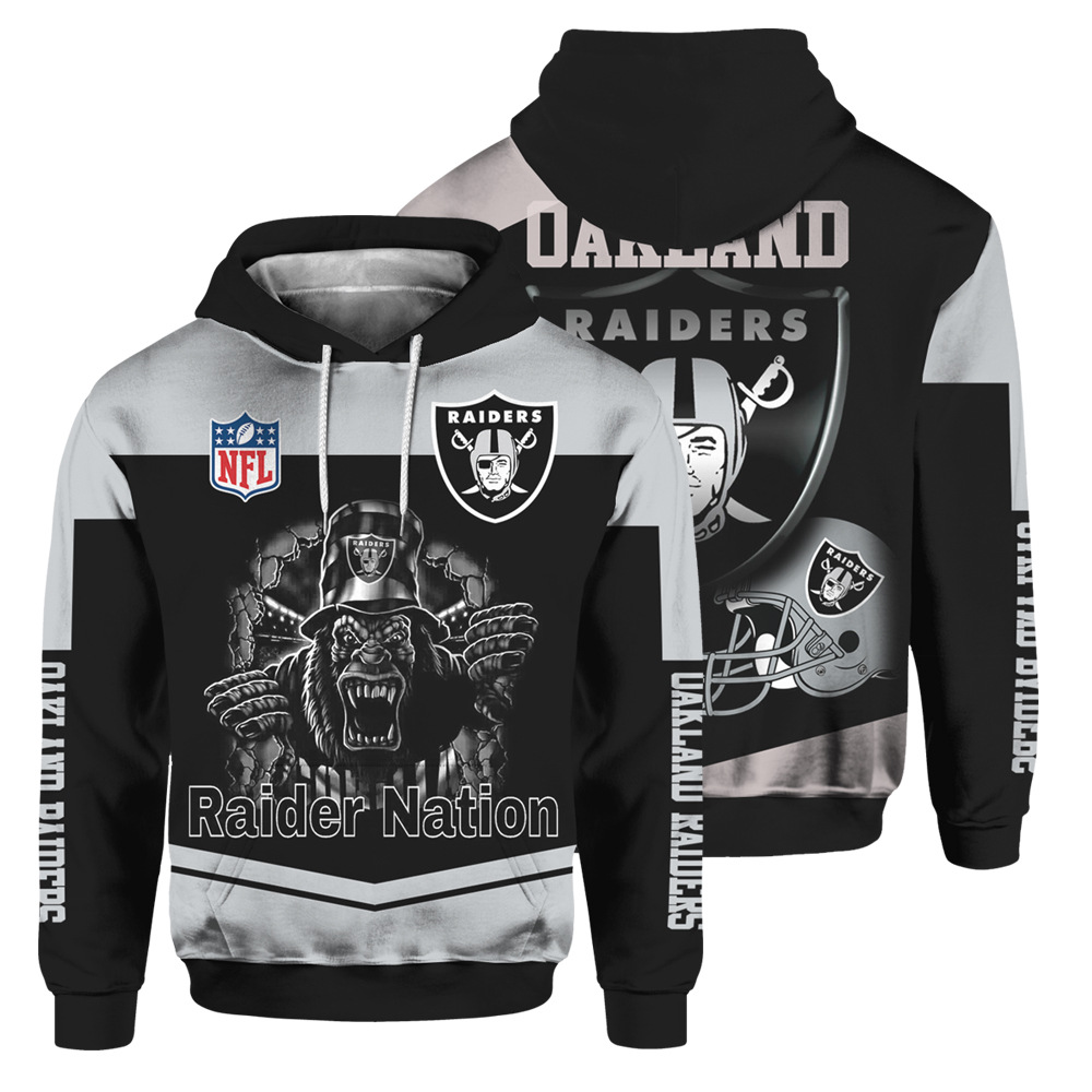 Men'S Cute All Over Print Las Vegas Raiders Zip Hoodie For Fans