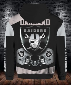 Men'S Cute All Over Print Las Vegas Raiders Zip Hoodie For Fans