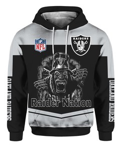 Men'S Cute All Over Print Las Vegas Raiders Zip Hoodie For Fans