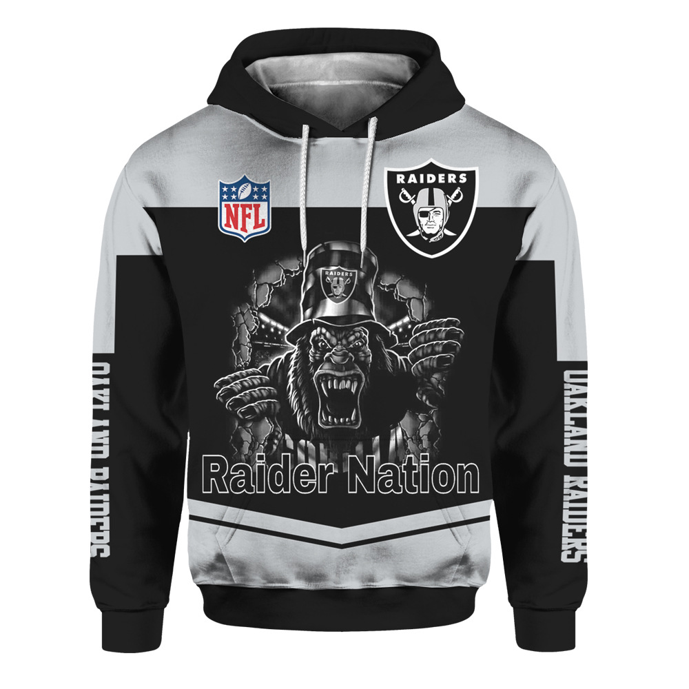 Men'S Cute All Over Print Las Vegas Raiders Zip Hoodie For Fans