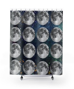 Men's Space Moon Shower Curtain for Masculine Bathroom Decor