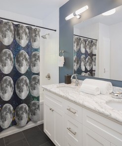 Men's Space Moon Shower Curtain for Masculine Bathroom Decor