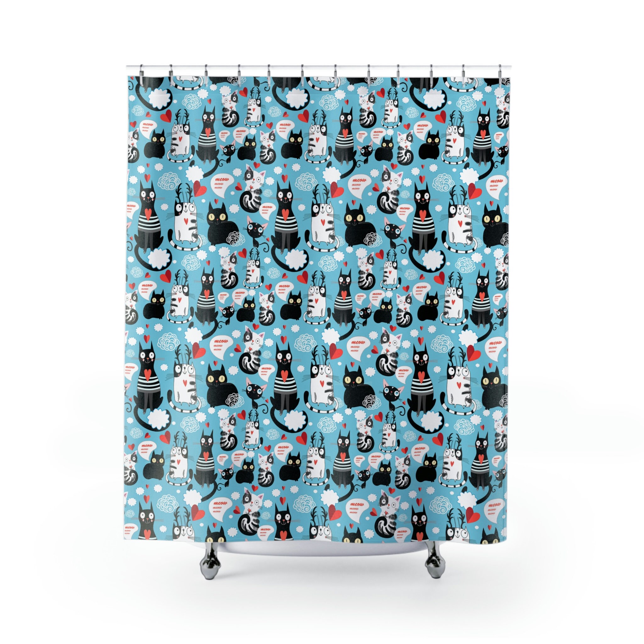 Meowing Kitty Shower Curtain - An Adorable and Cute Decorative Fabric for Your Bathroom