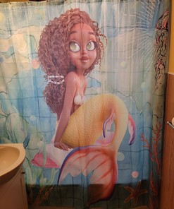 Mermaid African American Shower Curtain - Playful And Colorful Bathroom Decor With Unique And Whimsical Design