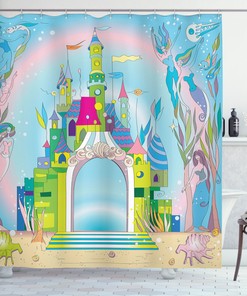 Mermaid And Fishes Print Colorful Shower Curtain For A Playful Bathroom Theme