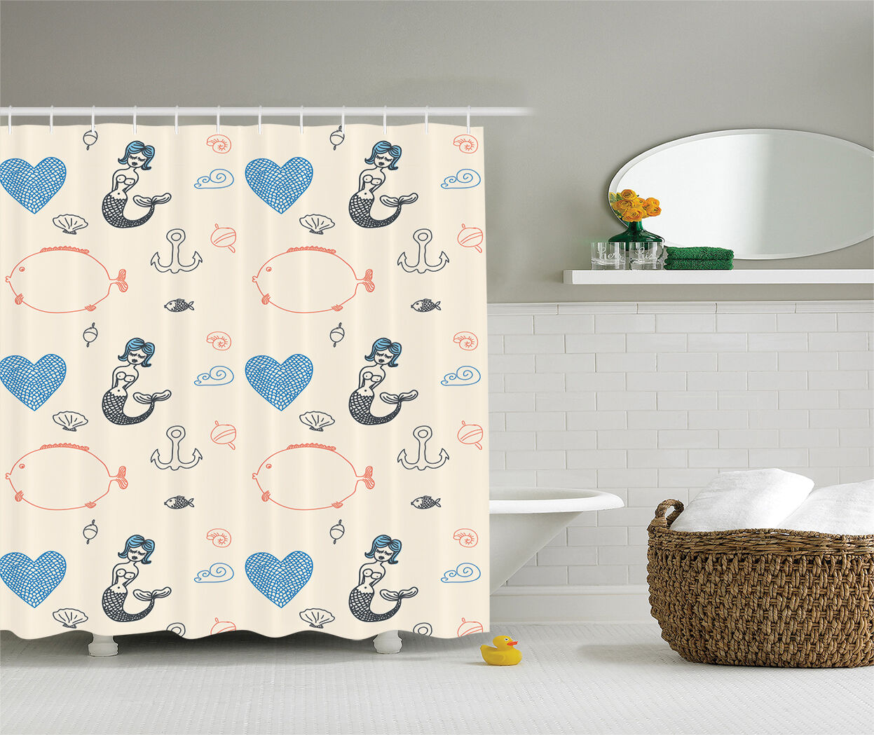 Mermaid And Friends Shower Curtain