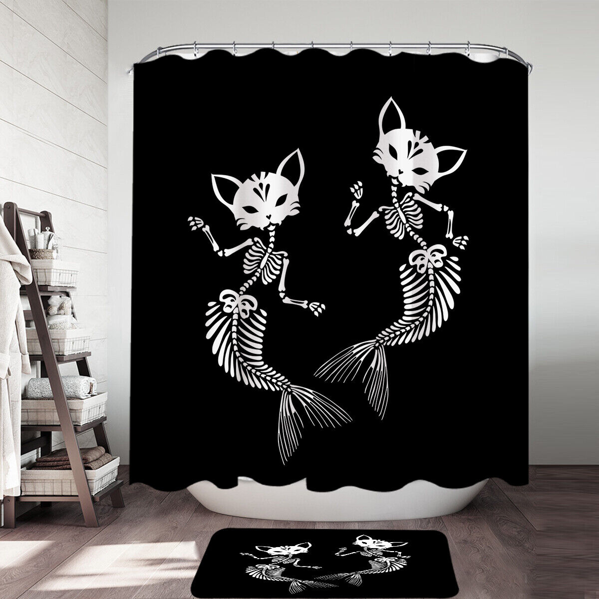 Mermaid And Seashell Shower Curtain For A Coastal Bathroom Decor, Nautical Bathroom Accessories