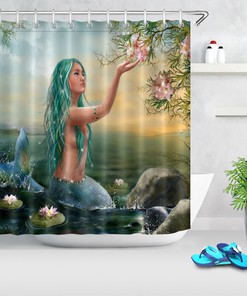 Mermaid Beauty Girl Shower Curtain with a Touch of Enchantment for Your Bathroom