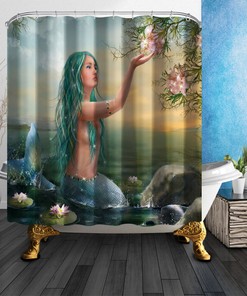 Mermaid Beauty Girl Shower Curtain with a Touch of Enchantment for Your Bathroom