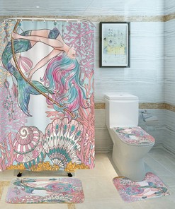 Mermaid Coral Shell 3D Shower Curtain For A Nautical Themed Bathroom