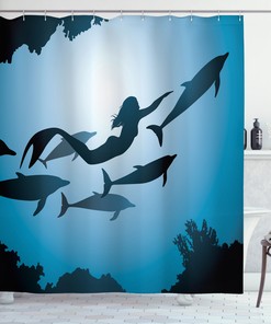 Mermaid & Dolphins Underwater Shower Curtain for Your Ocean-Themed Bathroom