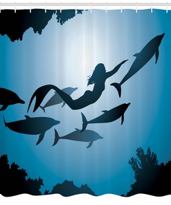 Mermaid & Dolphins Underwater Shower Curtain for Your Ocean-Themed Bathroom