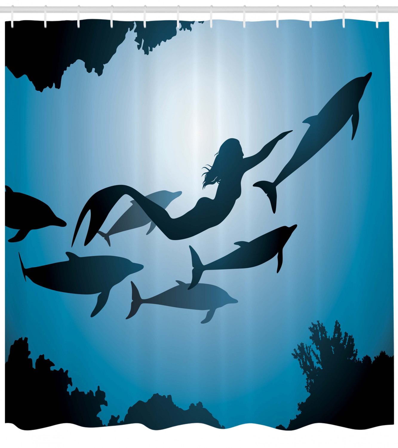 Mermaid & Dolphins Underwater Shower Curtain for Your Ocean-Themed Bathroom