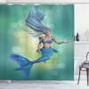 Mermaid Elegant Girl Blue Chic Green Design Shower Curtain
