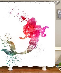 Mermaid Fabric Curtain Waterproof Mildew-Proof Shower Curtain With Ocean Print