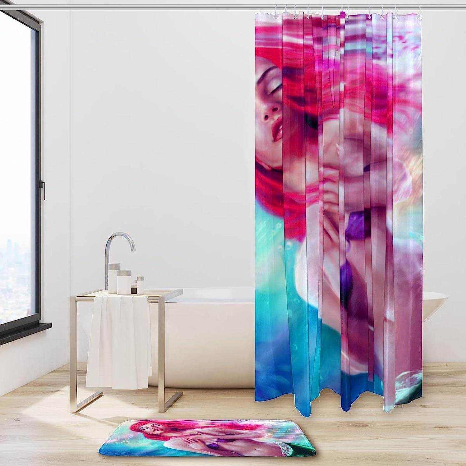 Mermaid Fairy Shower Curtain Waterproof Fabric Bathroom Curtain