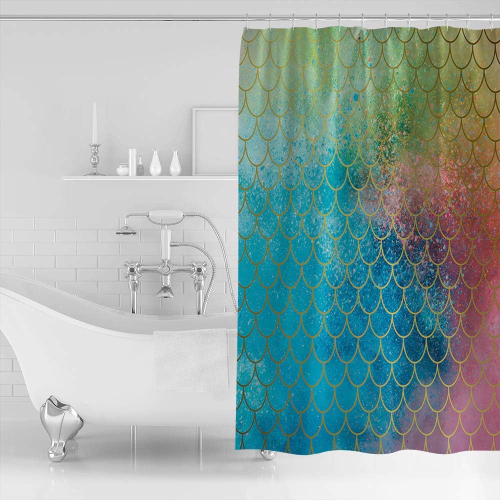 Mermaid Fish Scale Luxury Shower Curtain for Bathroom Decor