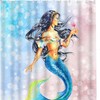 Mermaid Girl Holding Flower Hair Blue Sequin Print Shower Curtain for Home Decor