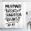 Mermaid Kiss Starfish Quote Print Shower Curtain for Beachy Bathroom 