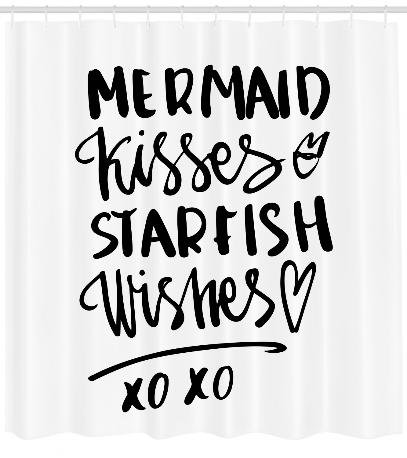 Mermaid Kiss Starfish Quote Print Shower Curtain for Beachy Bathroom