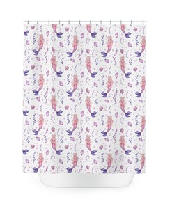 Mermaid Linen Kids Shower Curtain for Bathroom Decor
