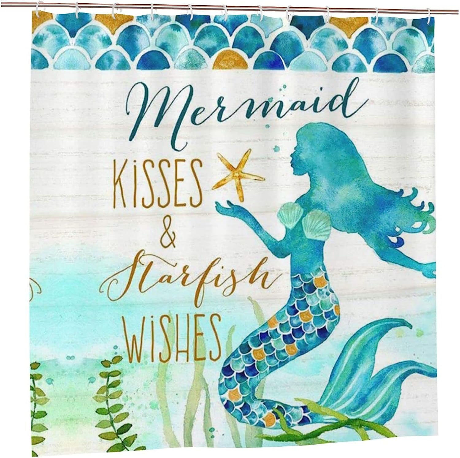 Mermaid Ocean Art Print Shower Curtain For Modern Bathroom Decor