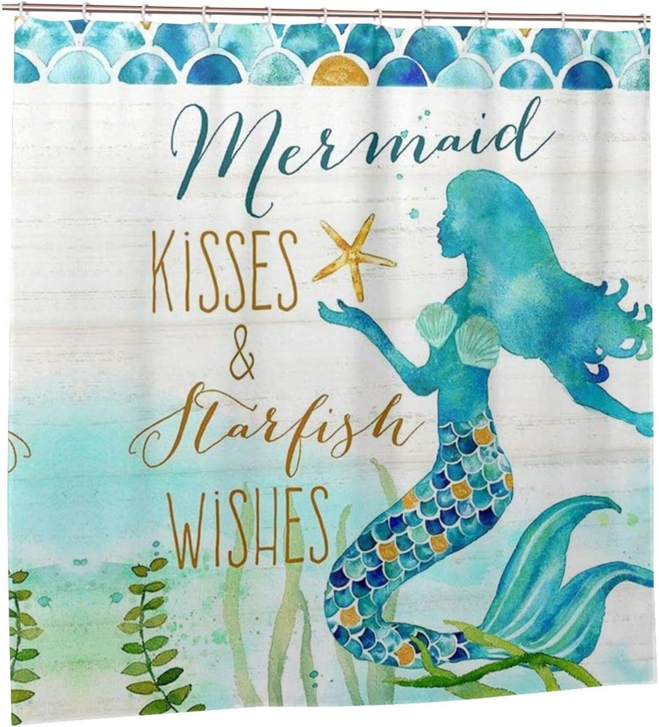 Mermaid Ocean Art Print Shower Curtain For Modern Bathroom Decor - Image 2
