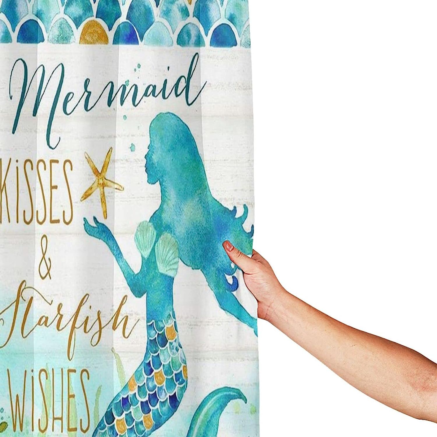 Mermaid Ocean Art Print Shower Curtain For Modern Bathroom Decor - Image 4