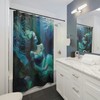 Mermaid On Rock Ocean Shower Curtain In Shades Of Blue And Green