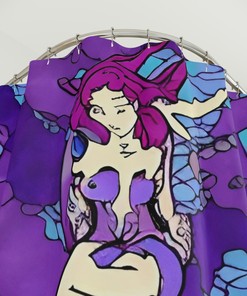 Mermaid Print Shower Curtain - Modern Art Design, Purple Mermaid Art, Bathroom Decor Inspiration