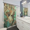 Mermaid Printed Shower Curtain, Art Nouveau Bathroom Decor With Ethereal Underwater Garden Print