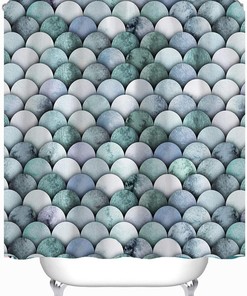 Mermaid Scale Ocean Theme Shower Curtain For Beach Bathroom Decor