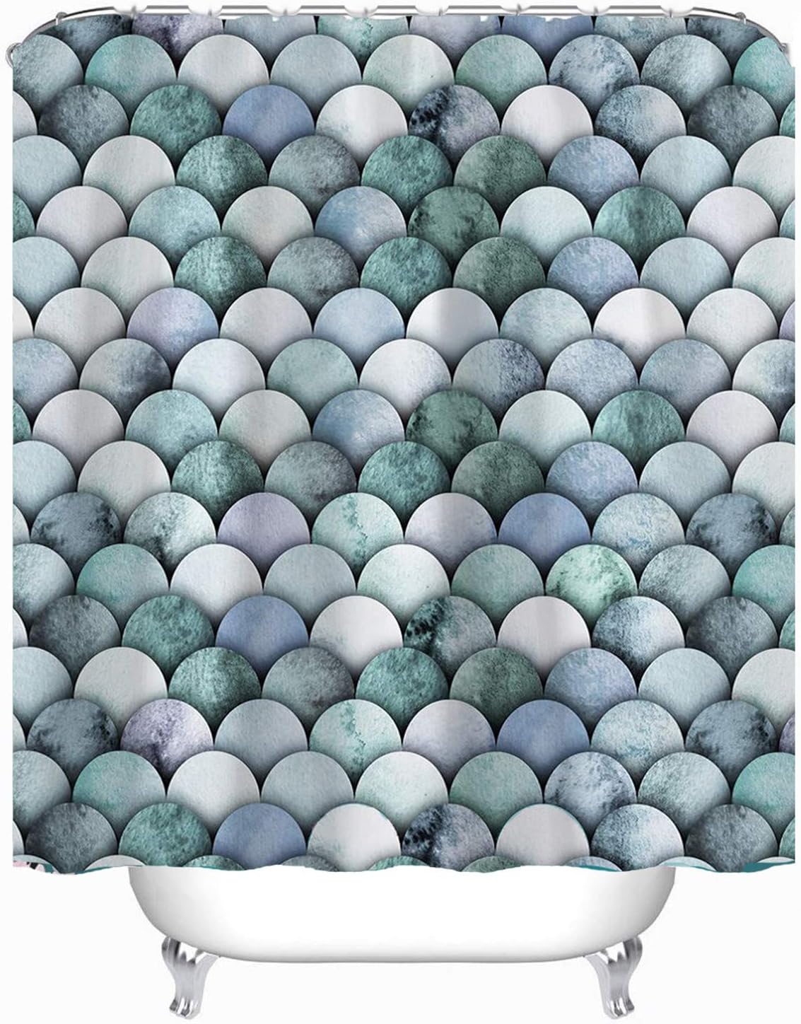 Mermaid Scale Ocean Theme Shower Curtain For Beach Bathroom Decor