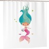 Mermaid Scales Ocean Print Shower Curtain For Kids Bathroom