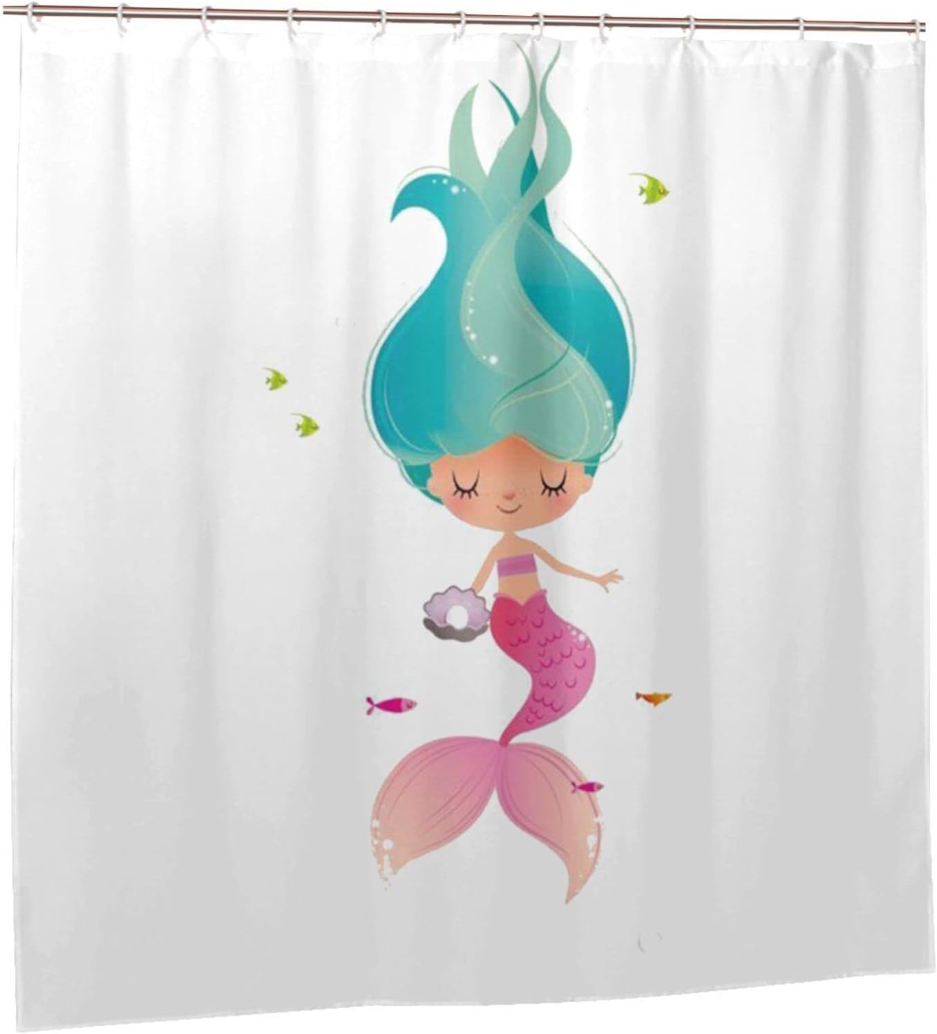 Mermaid Scales Ocean Print Shower Curtain For Kids Bathroom - Image 2