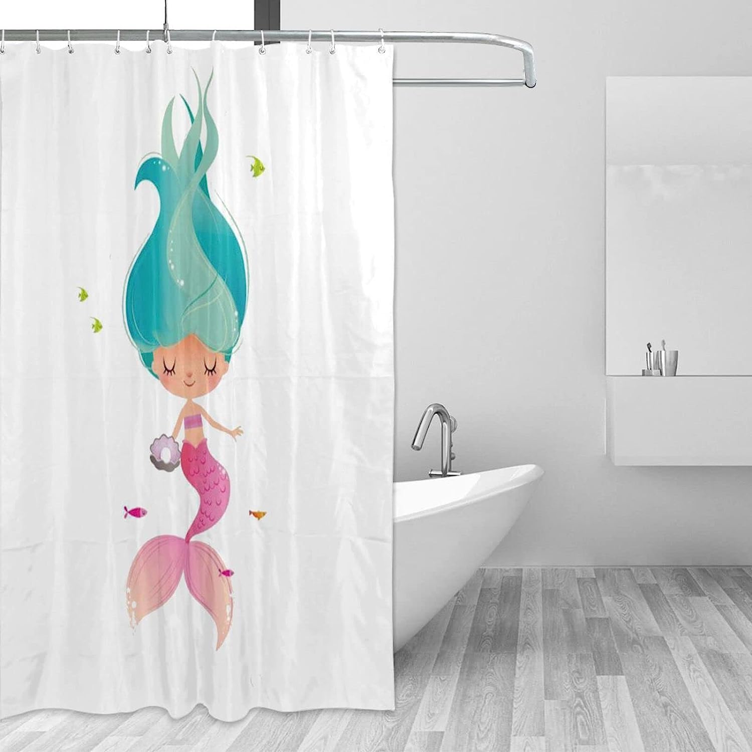 Mermaid Scales Ocean Print Shower Curtain For Kids Bathroom - Image 3