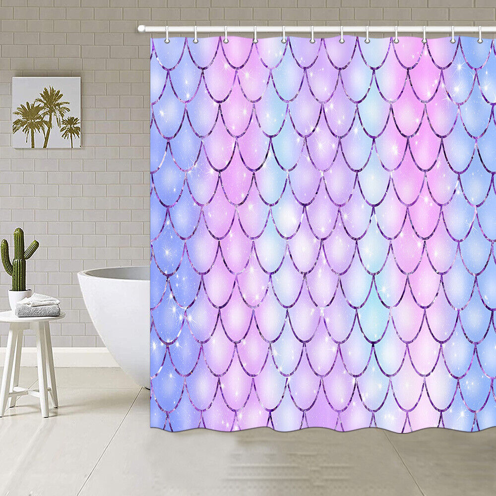 Mermaid Scales Printed Shower Curtain, Bathroom Fabric Decor In Multiple Colors - Image 2