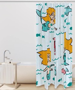 Mermaid Seashell Seahorse Shower Curtain for Oceanic Bathroom Decor